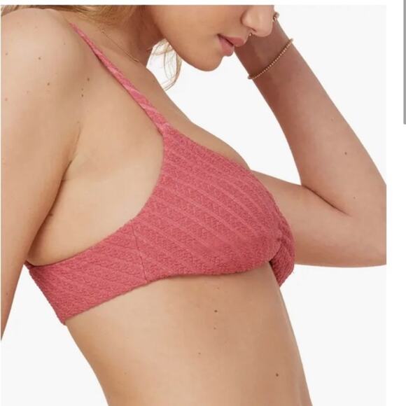 NWT Andie Swim The Symi Bikini Top Textured Sedona Macrame Pink Size Large - Picture 5 of 7
